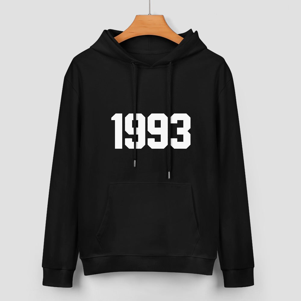 1993 Year Logo Pure Cotton Hoodie - Black