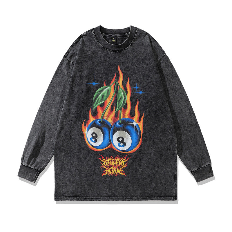 Unisex Retro Print Long Sleeve T-Shirt - Harajuku Style