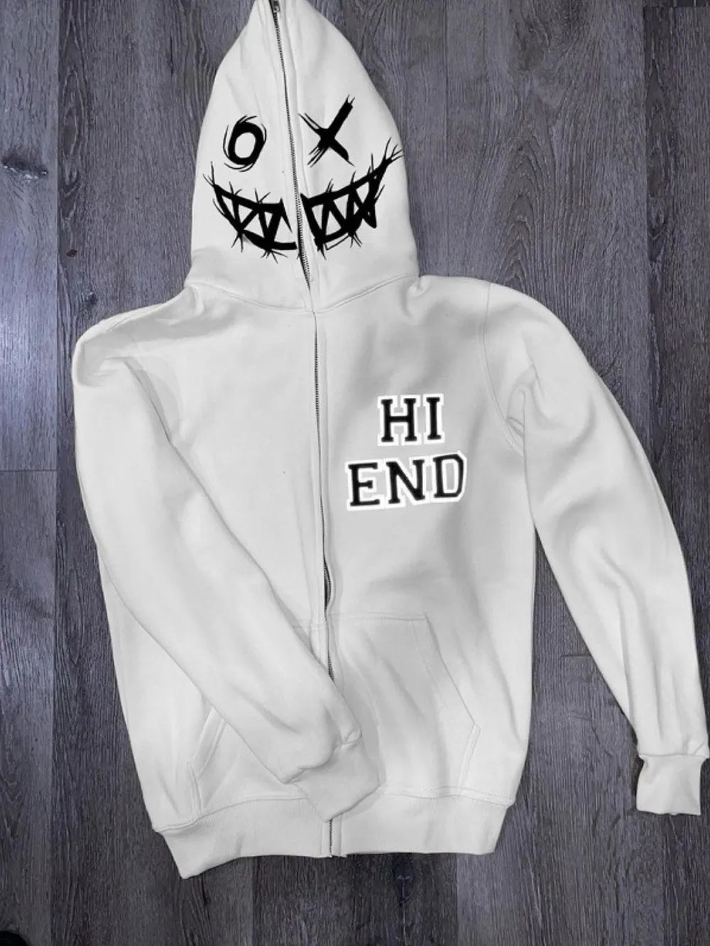 Men's Harajuku Style Zip Up Letter Graphic Hoodie