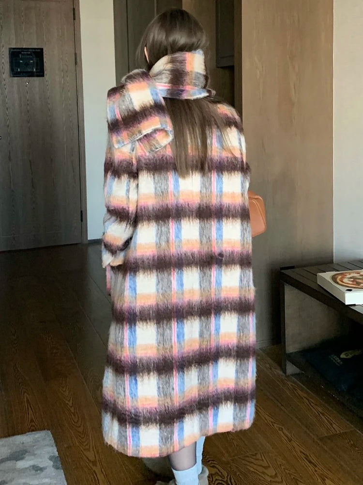 Playful Loose Fit Brown Woolen Coat for Women