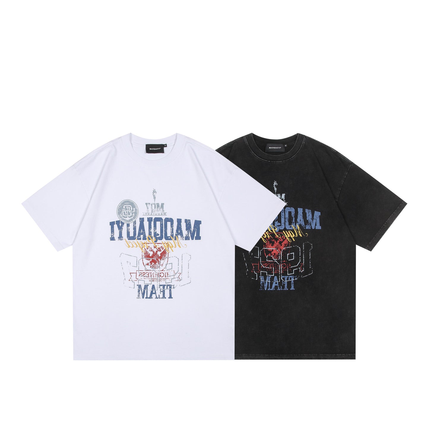 Vintage Washed Letter Print Loose Fit Short Sleeve Tee