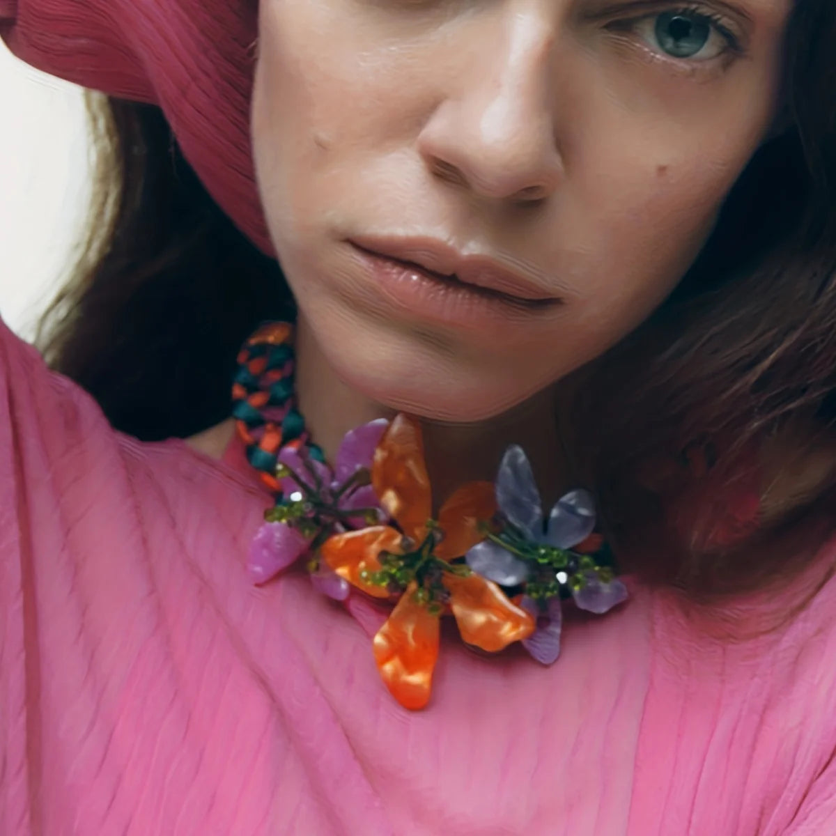 Colorful Harajuku Flower Jewelry Set - Necklace & Earrings