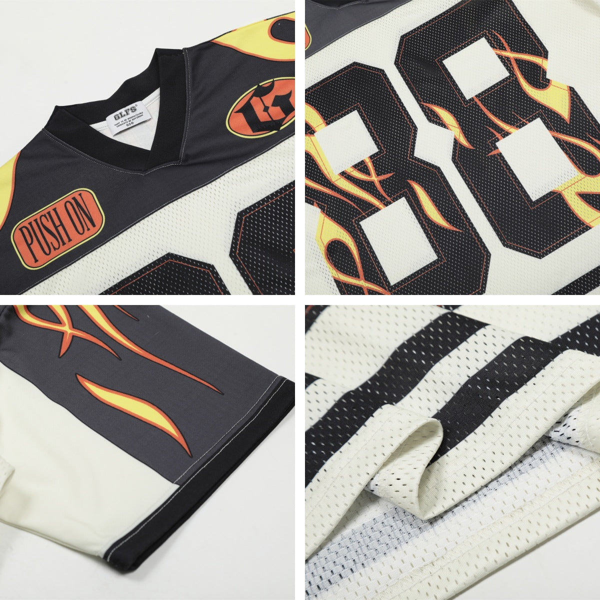 Harajuku Style Retro Letter Print V-Neck Jersey T-Shirt