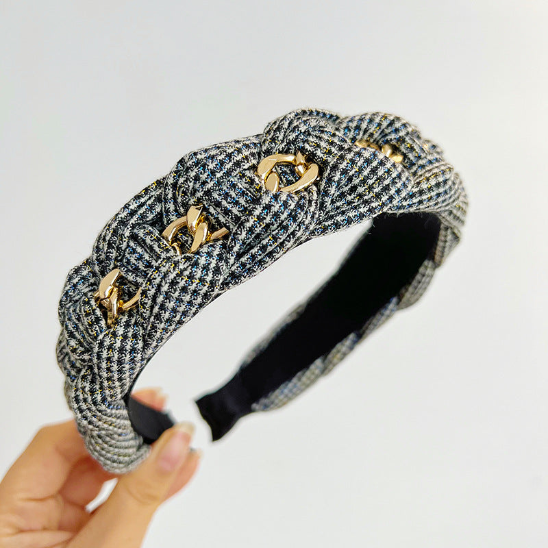 Plaid Style Headband - Retro College Look