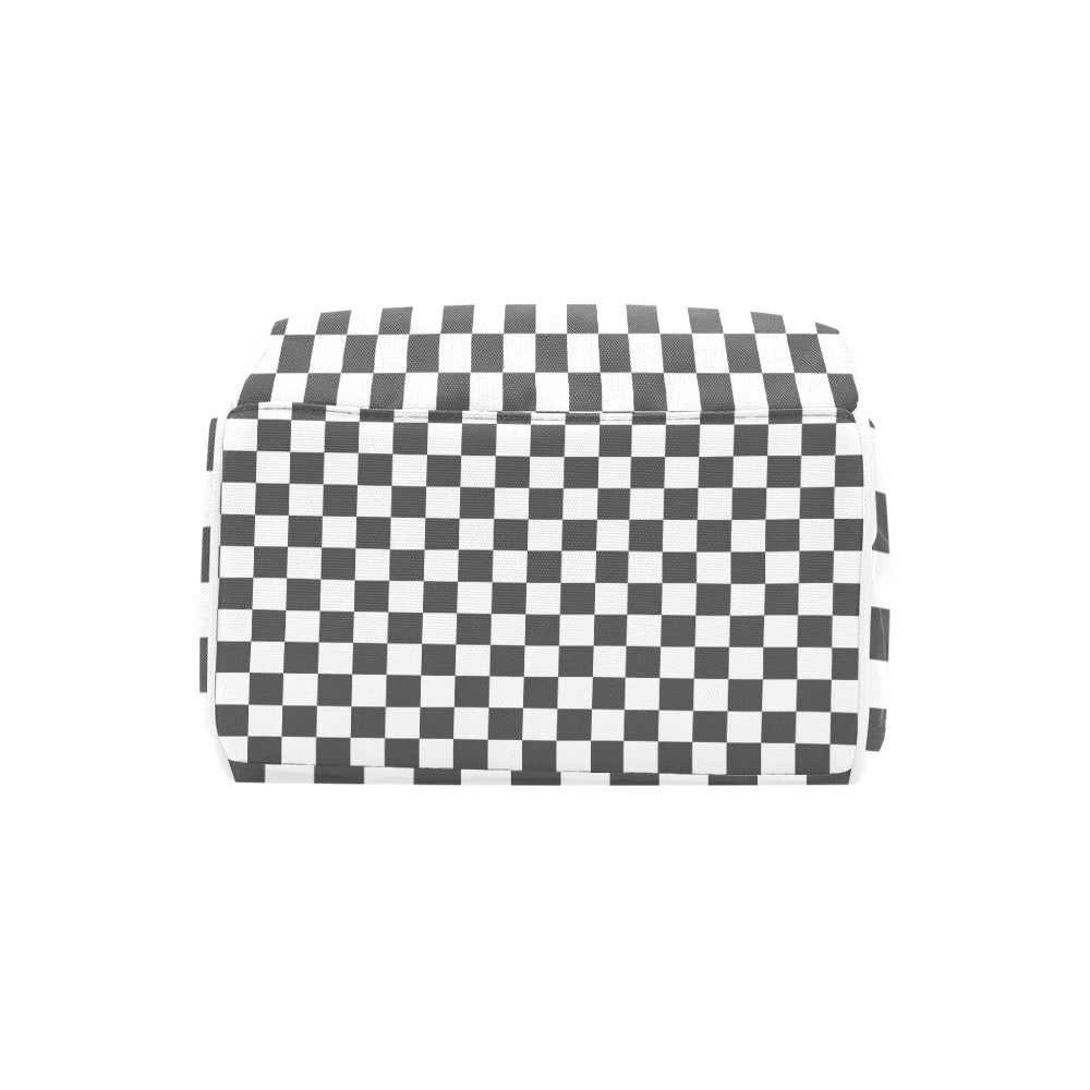 Gray White Checkerboard Multi-Function Backpack