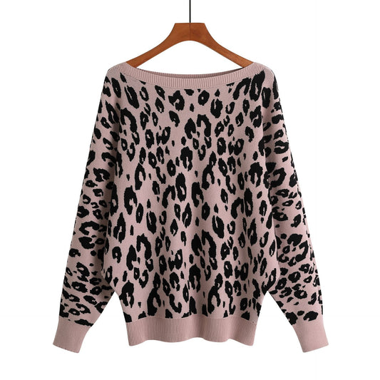 Women Leopard Print Vintage Sweater