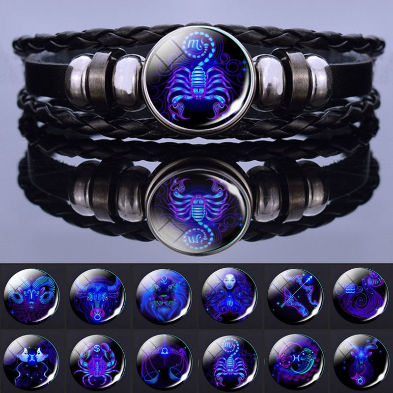 Glow in the Dark 12 Constellations Zodiac Sign Bracelet
