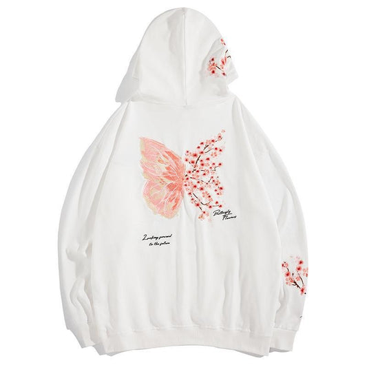 Harajuku Style Plum Blossom Stamping Hoodie