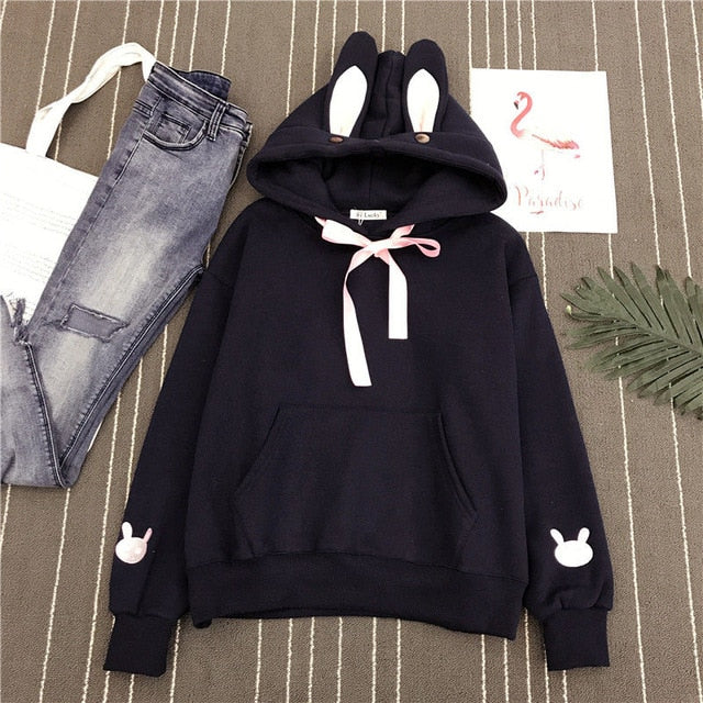 Cute Bunny Hoodie for Women - Harajuku Street Style Sweatshirt