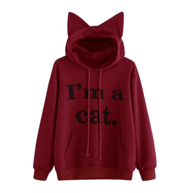 Harajuku Kawaii Cat Ear Hoodie - I AM A CAT