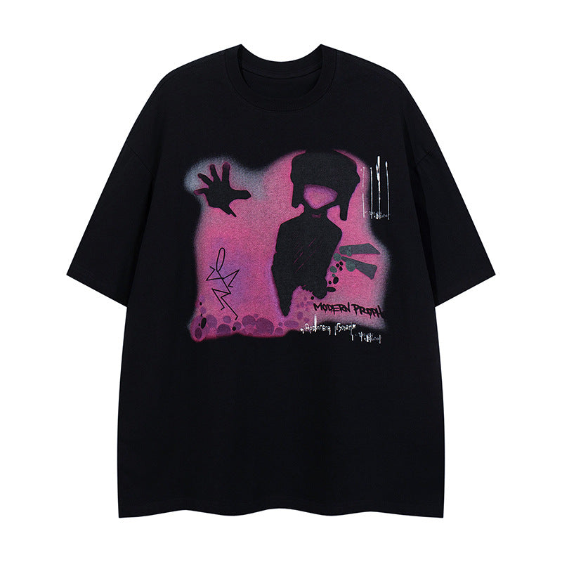 Harajuku Style Letter Print Pure Cotton T-Shirt for Men