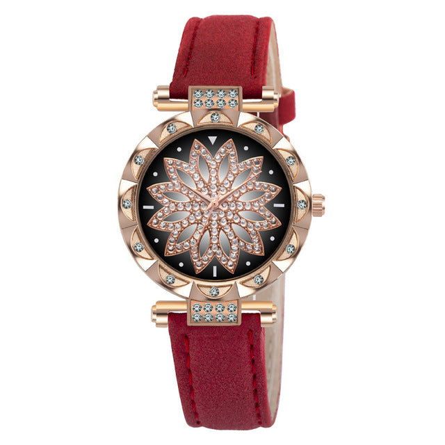 Starry Sky Leather Strap Watch for Women