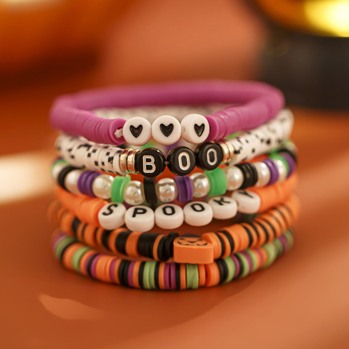 Playful Bat Crystal Bracelet Set for Halloween