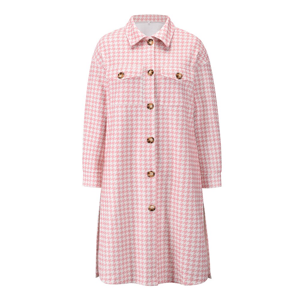 Harajuku Plaid Long Coat - Casual Women's Suit Jacket