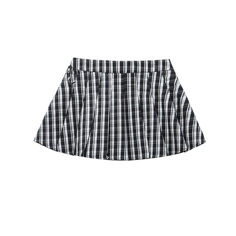 Harajuku Style Plaid Pleated Skirt - High Waist A-Line