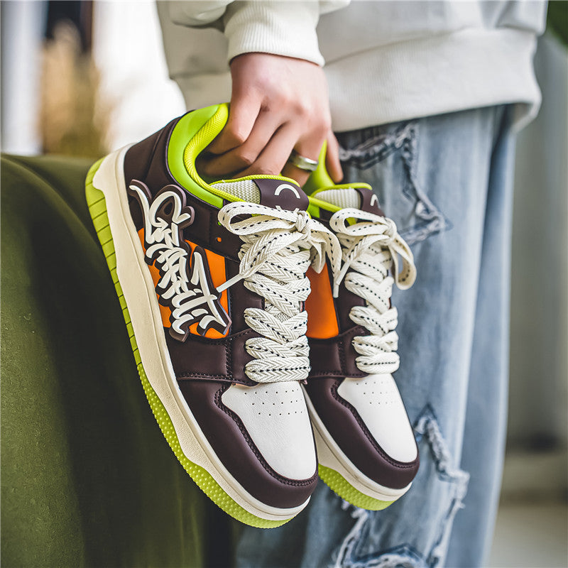 Harajuku Style Color Blocked Casual Board Shoes for Men