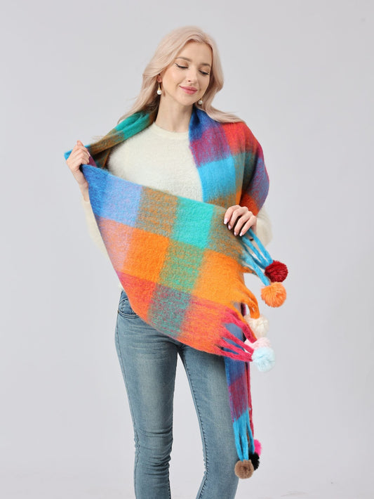 Harajuku Winter Plaid Cloak - Cozy & Stylish Poncho