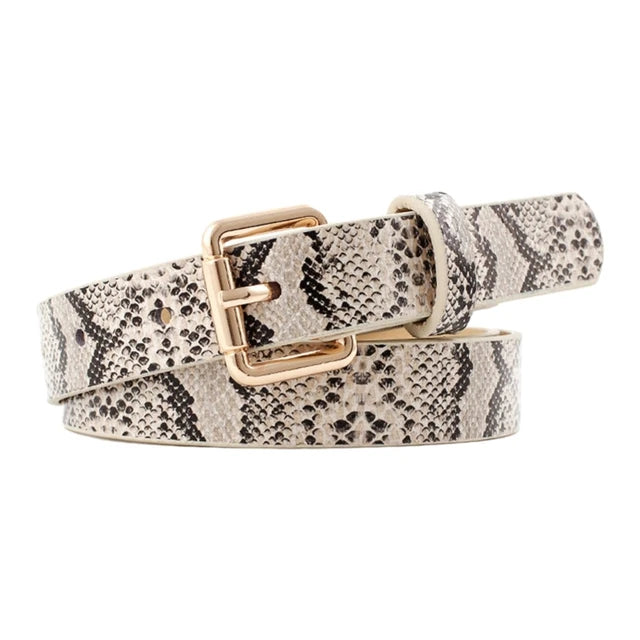 Vintage Leather Snake Pattern Waist Belt for Women