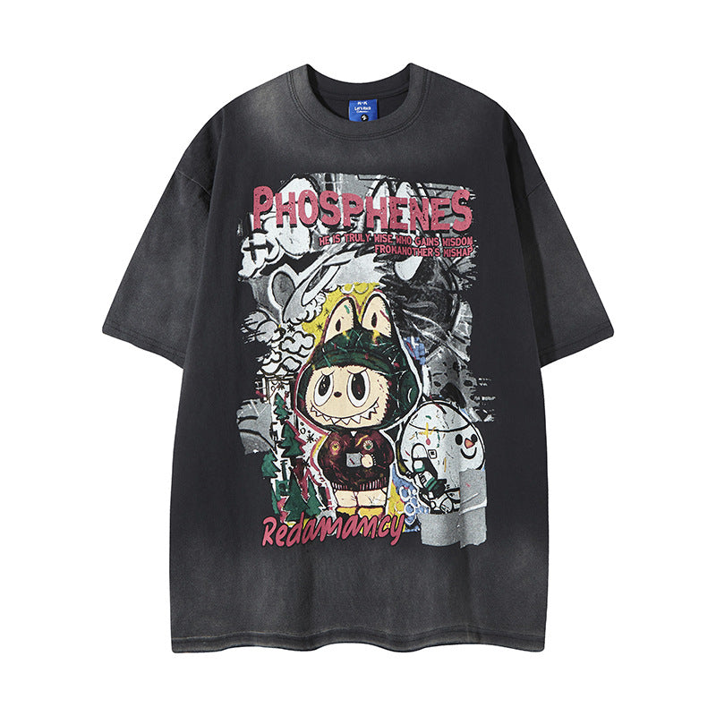 Harajuku Style Cartoon Print Short Sleeve T-Shirt