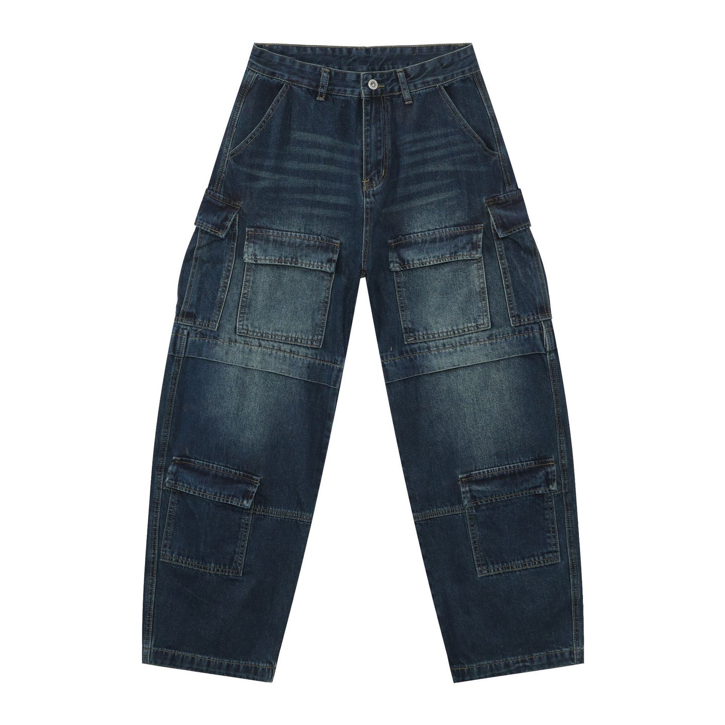 Harajuku-Inspired Multi-Pocket Loose Fit Jeans for Men