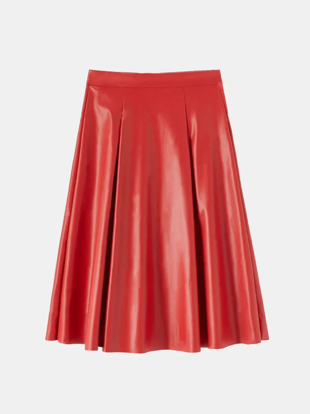 High Waist Midi Skirt with Zipper Closure