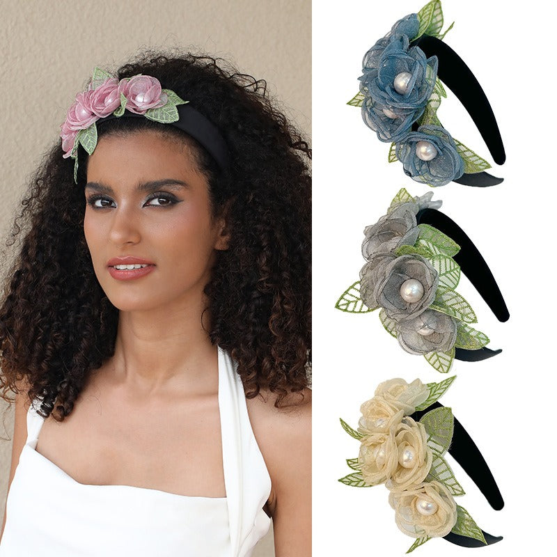 Fashionable Fabric Flower Pearl Headband