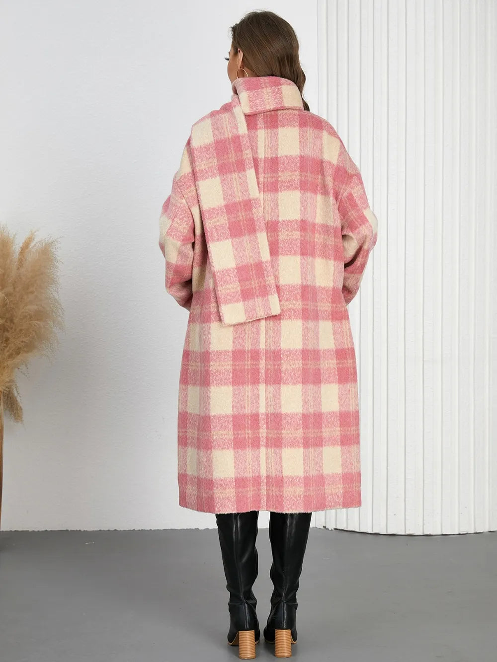Plaid Button Up Long Sleeve Coat - Harajuku Street Style