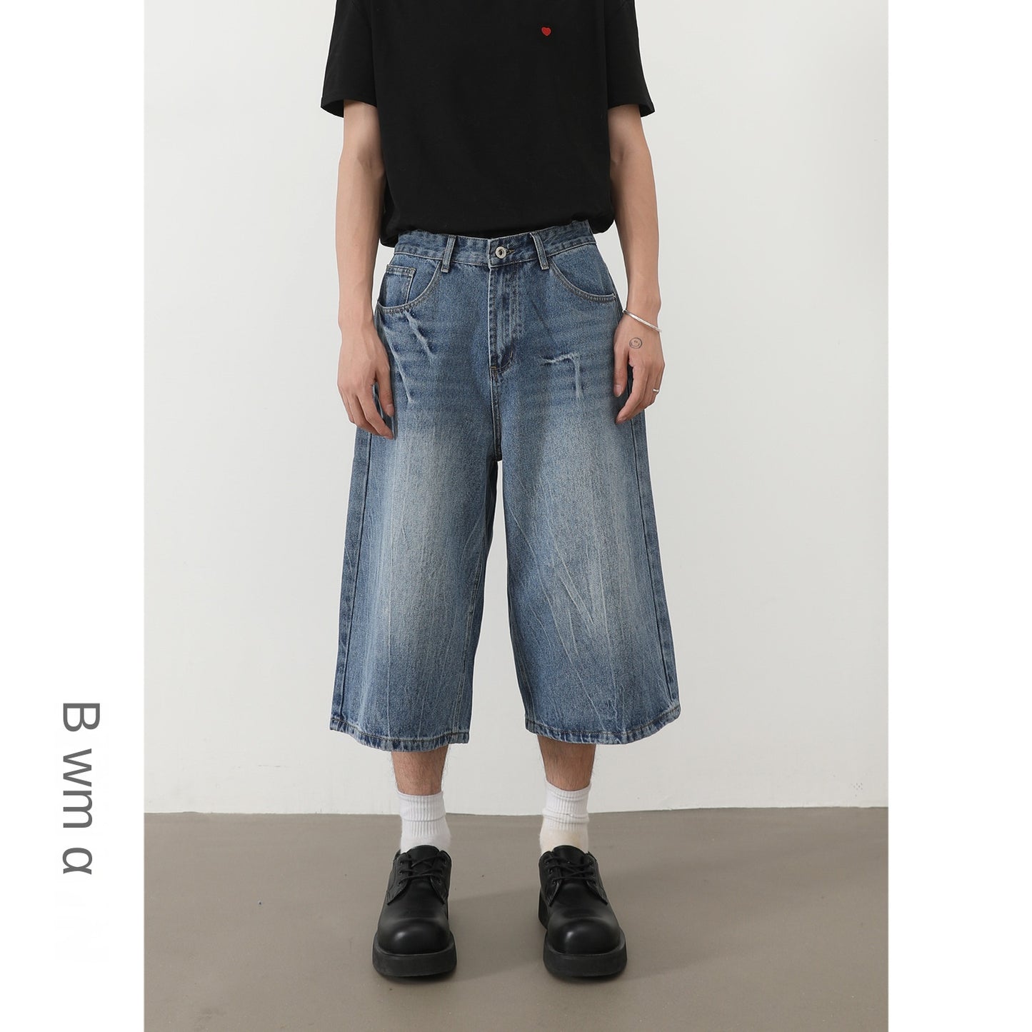 Harajuku Style Lightning Cracked Denim Pants for Men