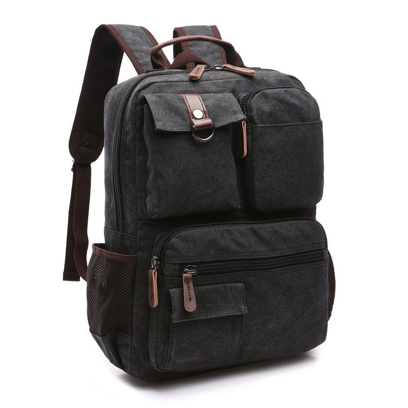Harajuku Style Waxed Canvas Rolling Backpack