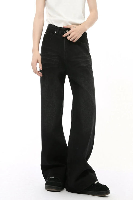 Playful Washed Cat Whisker Straight Leg Jeans