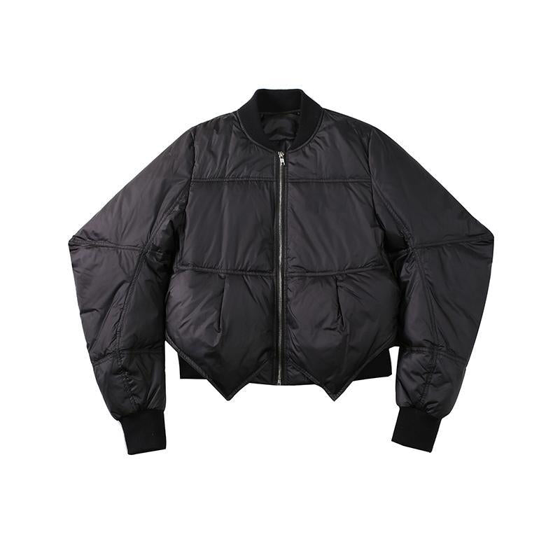 Asymmetrical Black Short Down Jacket - Harajuku Style