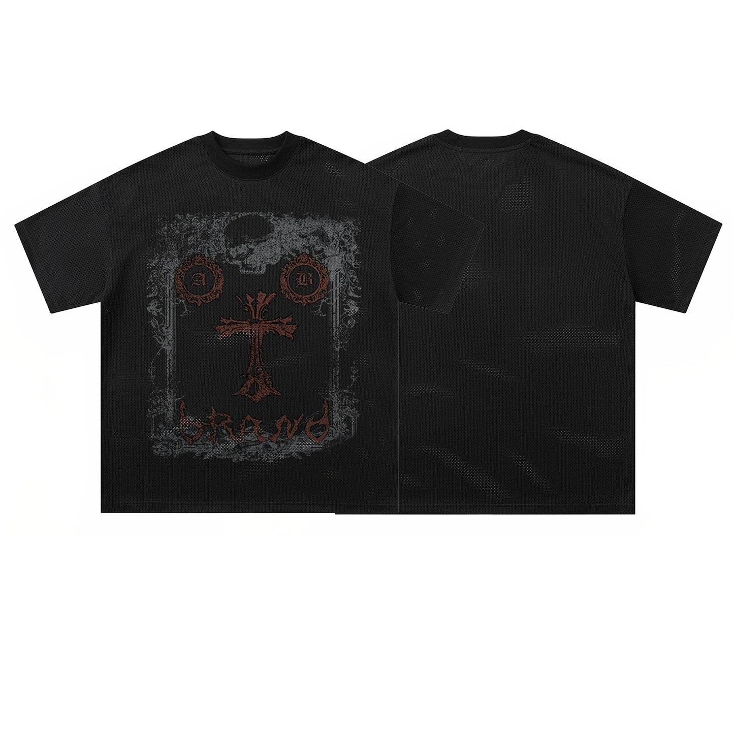 Streetwear Hip Hop Dark Street Cross Mesh T-Shirt