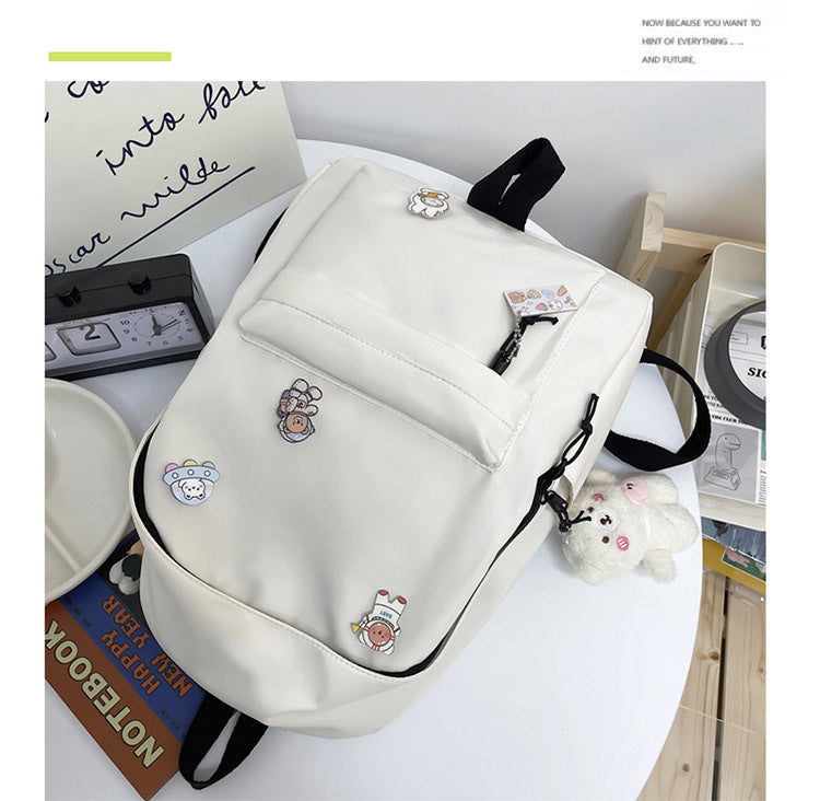 Solid Color Large-Capacity Schoolbag for Women