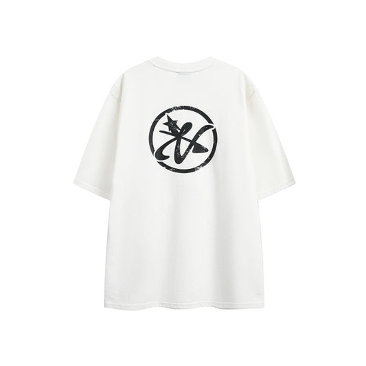 Harajuku-Inspired Distressed Letter Print T-Shirt