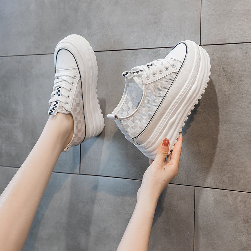 Korean Style Thick-Soled Leather Shoes for Women