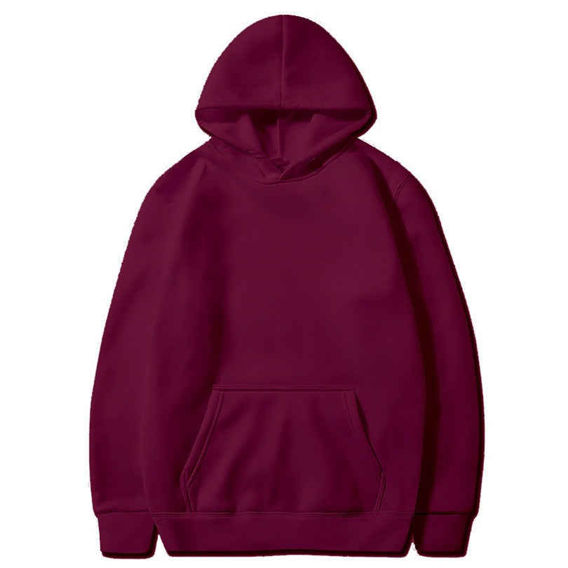 Harajuku Style Solid Color Plush Hoodie Sweatshirt