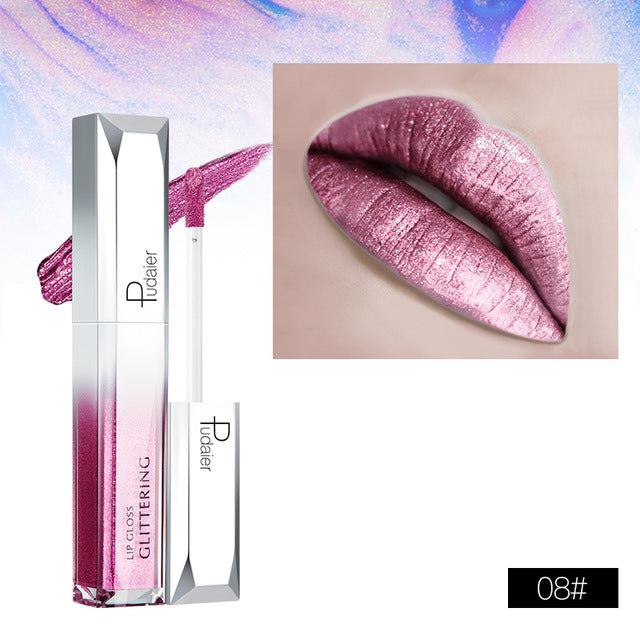 Metallic Glitter Shine Full Color Lipstick - 18 Shades