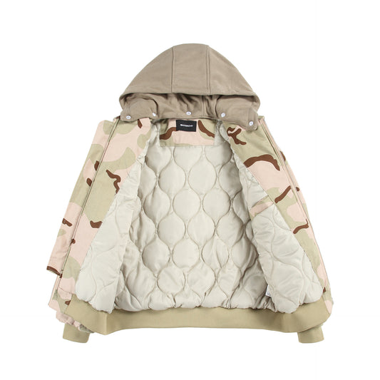 Faux Two-Piece Hooded Cotton Jacket Couple Warm Casual Cotton Coat