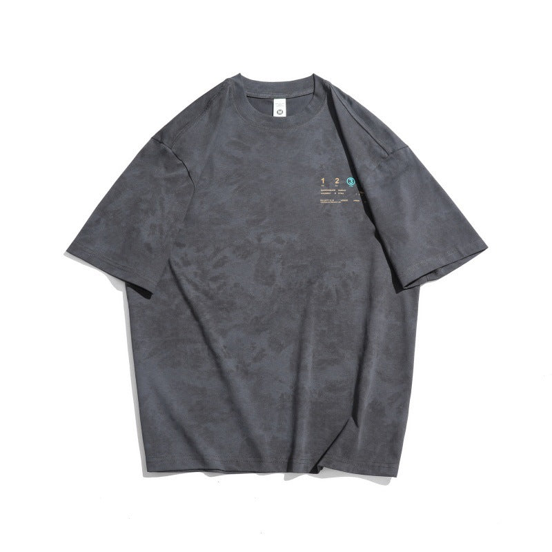 Harajuku Style Washed Distressed Letter Embroidered T-Shirt