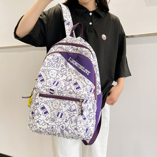 Harajuku Style Girl Student Backpack with Graffiti Design