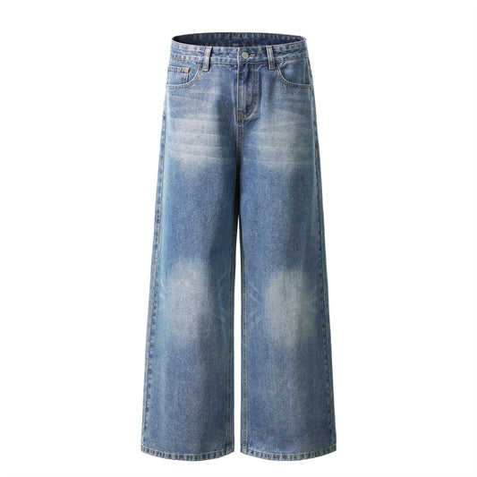 Streetwear Brushed Heavy-Process Washed Denim Pants