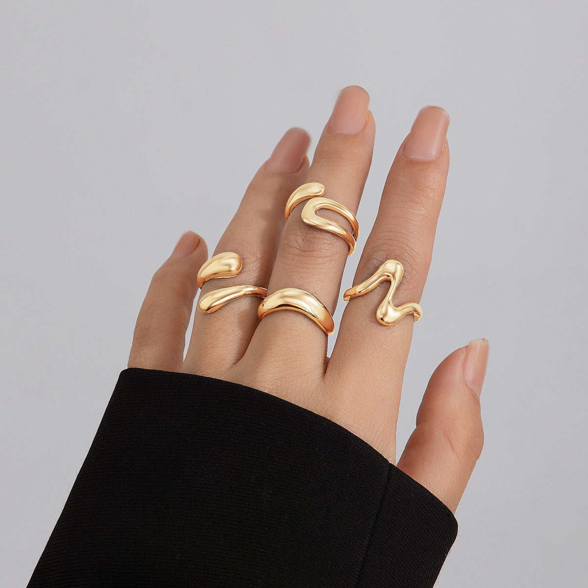 Playful Geometric Open Mouth Ring - Harajuku Style