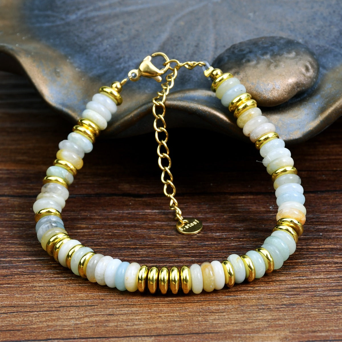 Dopamine Colored Natural Stone Bead Bracelet for Women