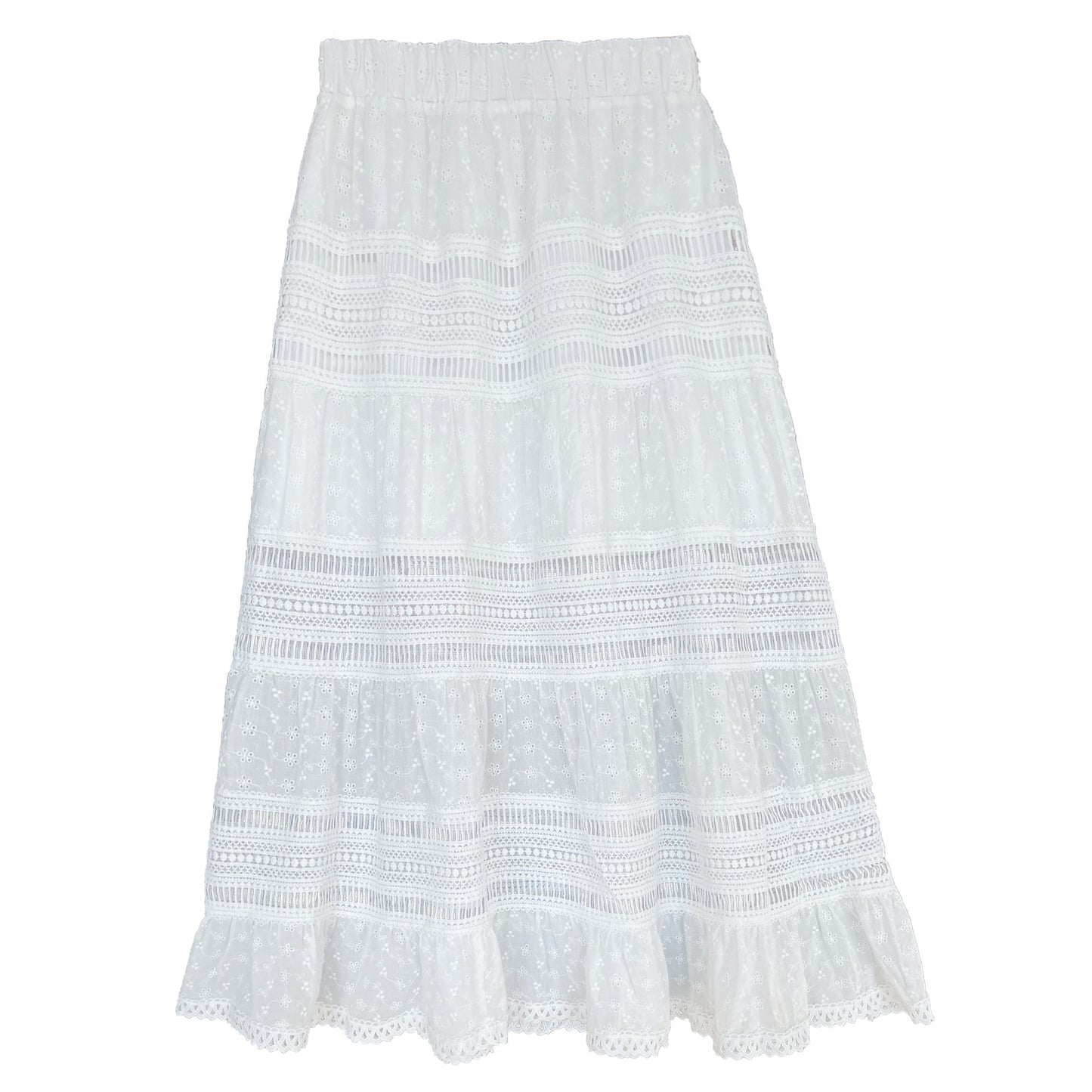 White Lace A-Line Skirt for Women - Harajuku Style