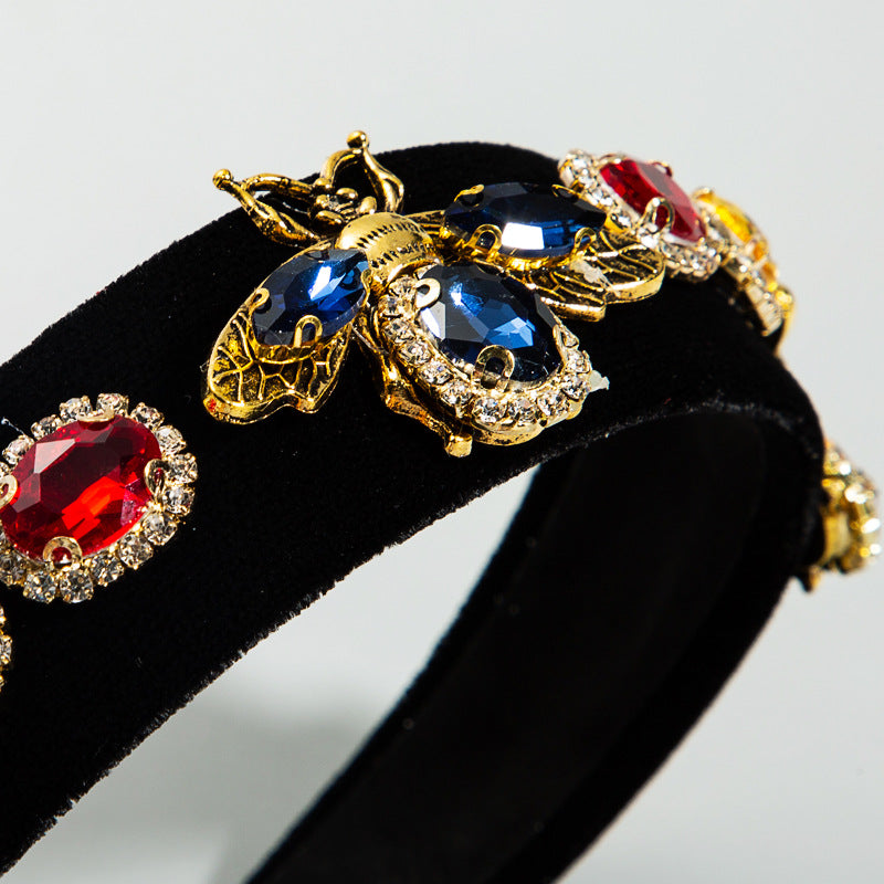 Baroque Black Gold Velvet Bee Headband