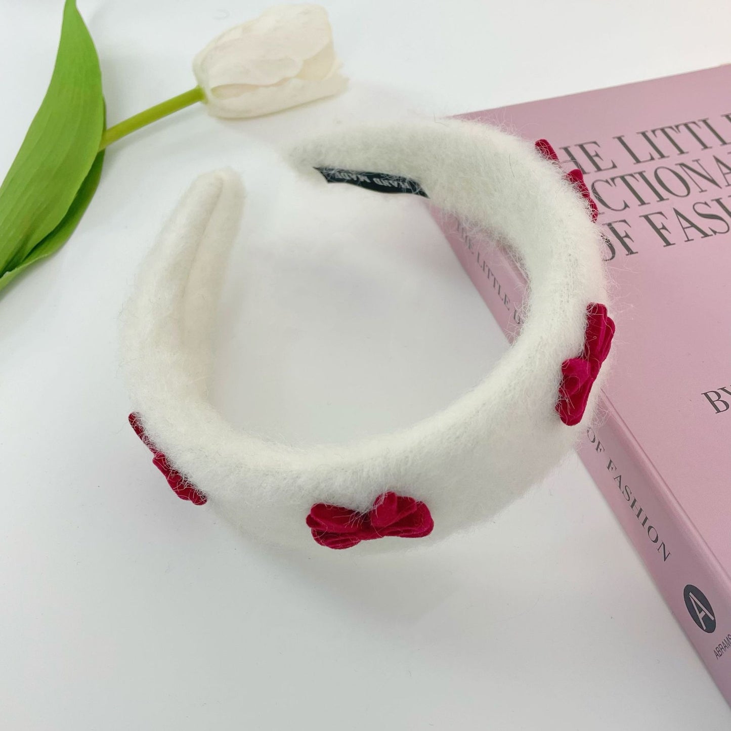 Korean Cute Flower Plaid Plush Hair Hoop