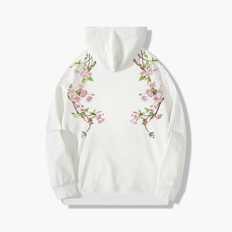 Retro Plum Blossom Embroidered Hoodie for Couples