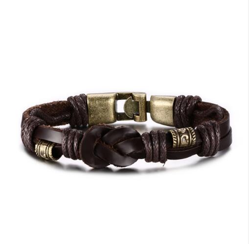 Harajuku Leather Bracelet with Bronze Alloy Buckle