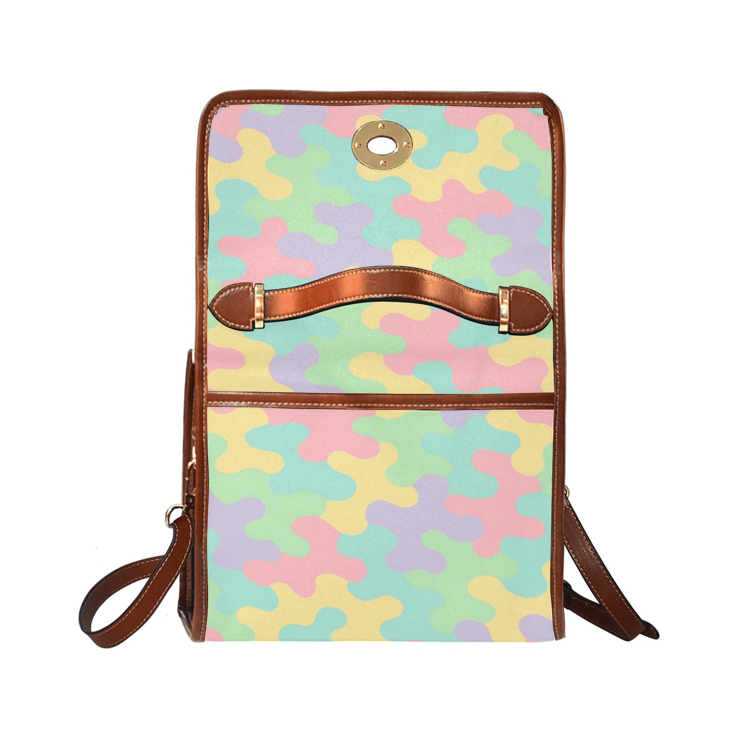 Pastel Harajuku Camo Waterproof Canvas Bag - Brown