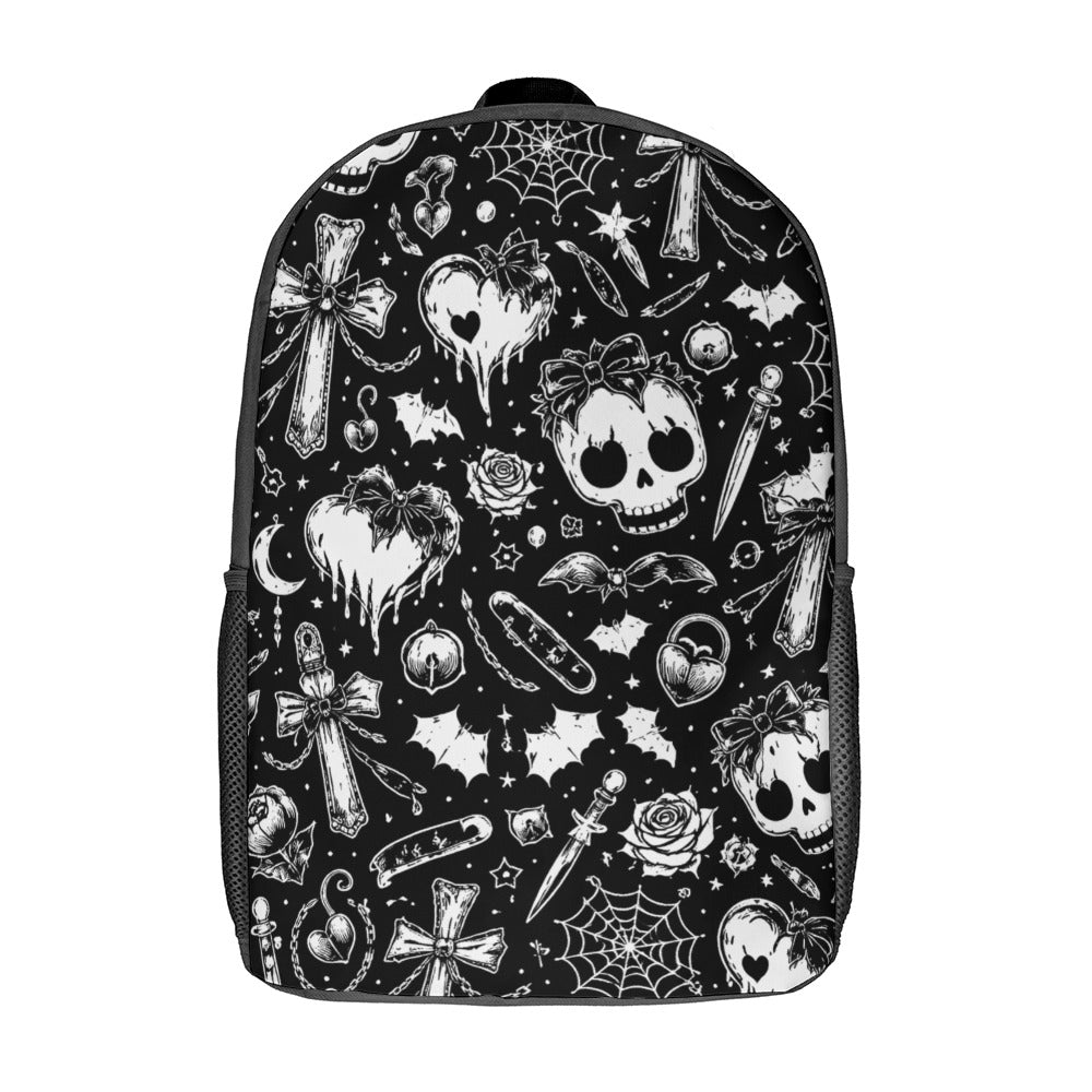 Skulls Goth Pattern 17 Inch Shoulder Backpack